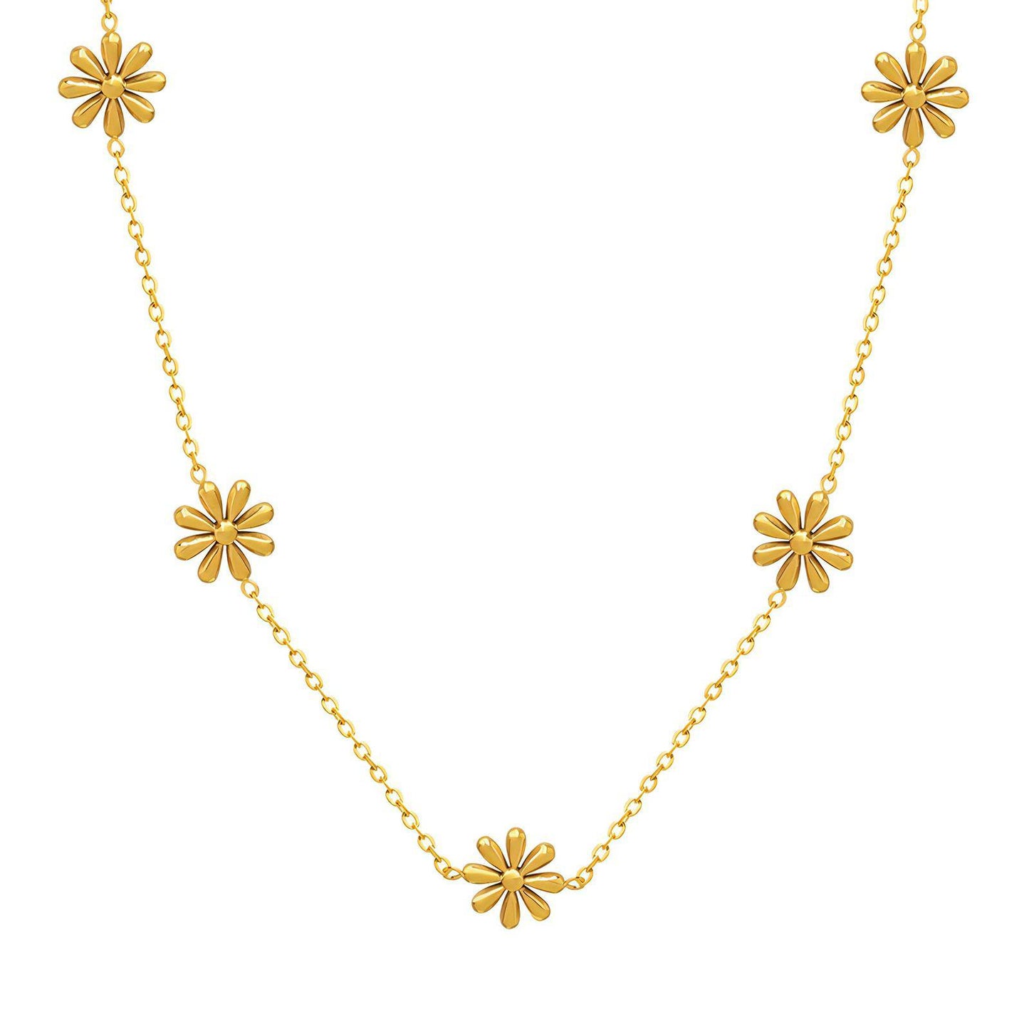 18K gold-plated Stainless-steel Flowers necklace