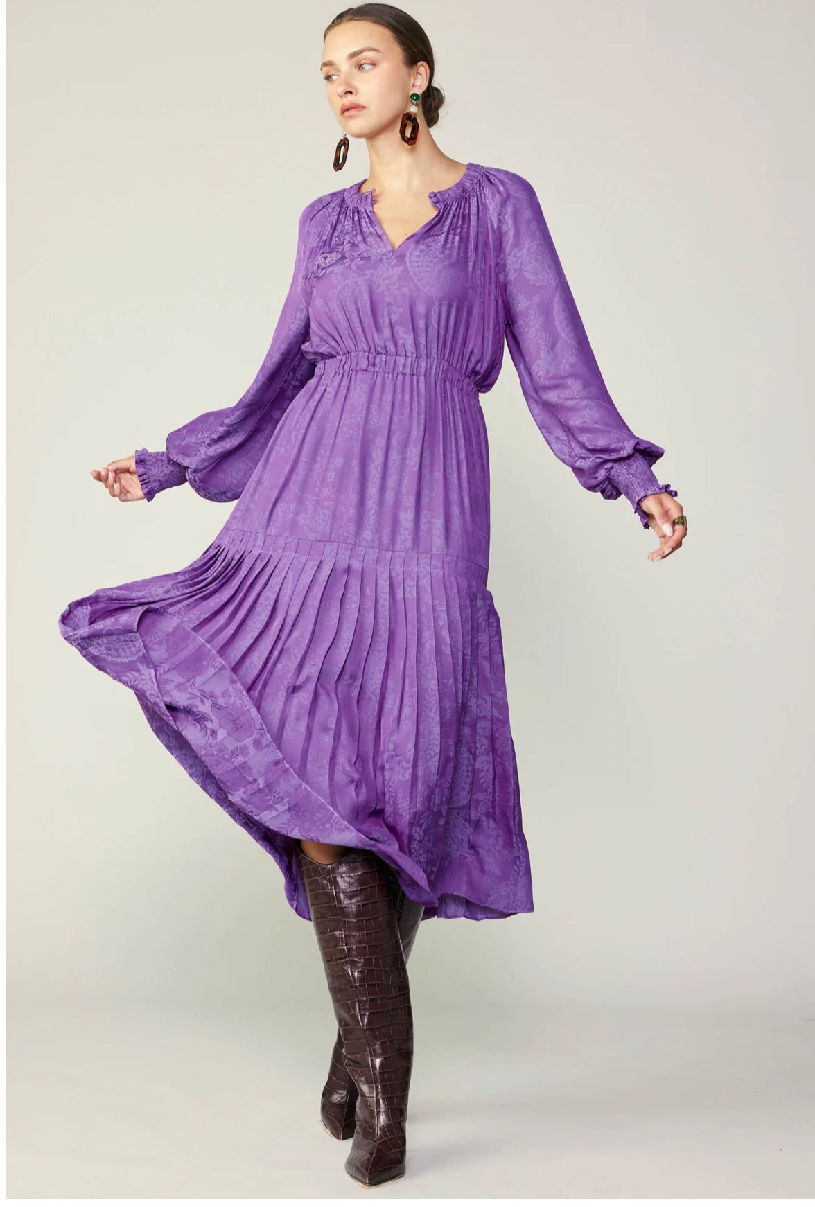 Violet Split Neck Long Dress