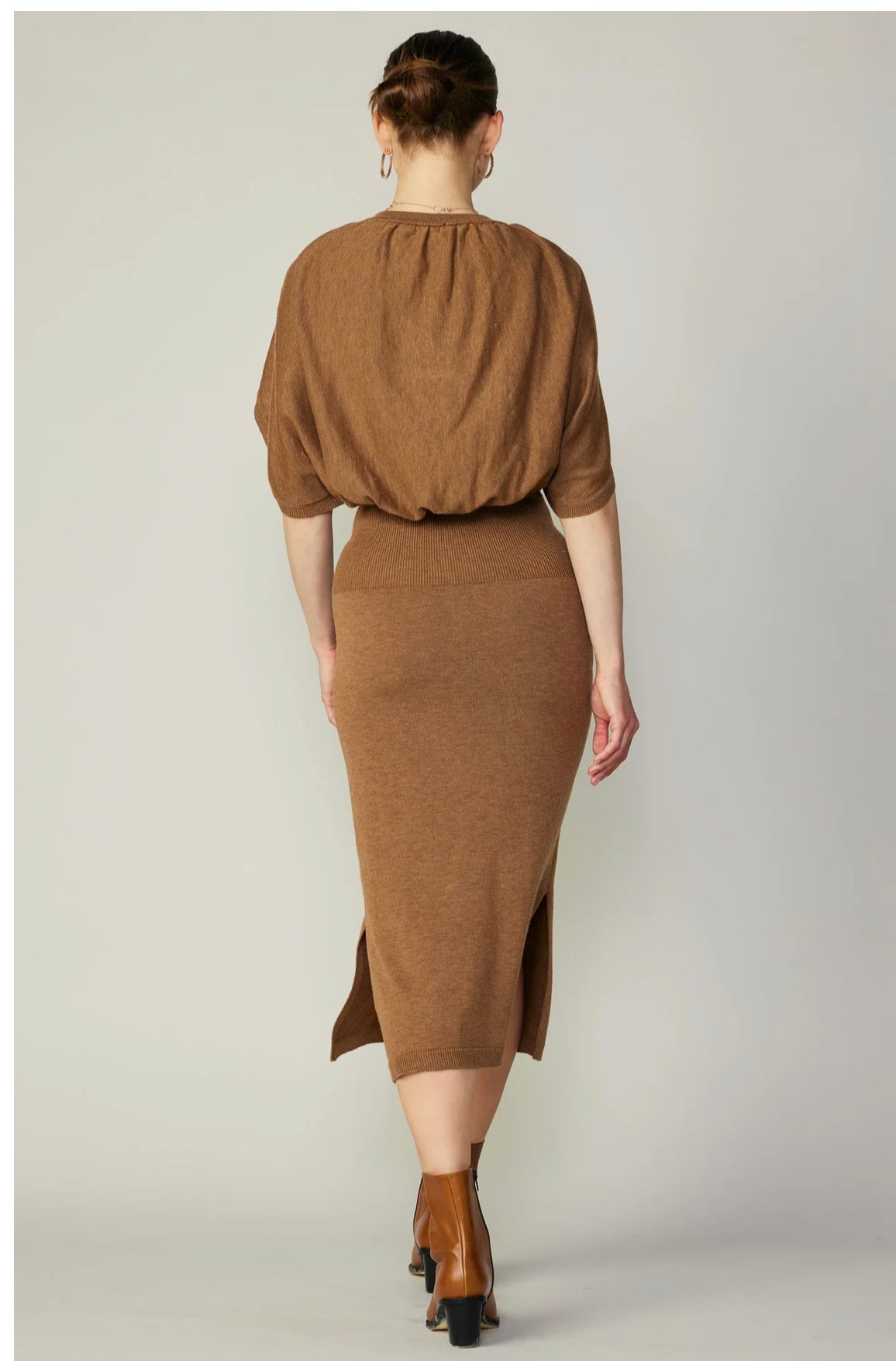 Cape Layered Midi Sweater Dress