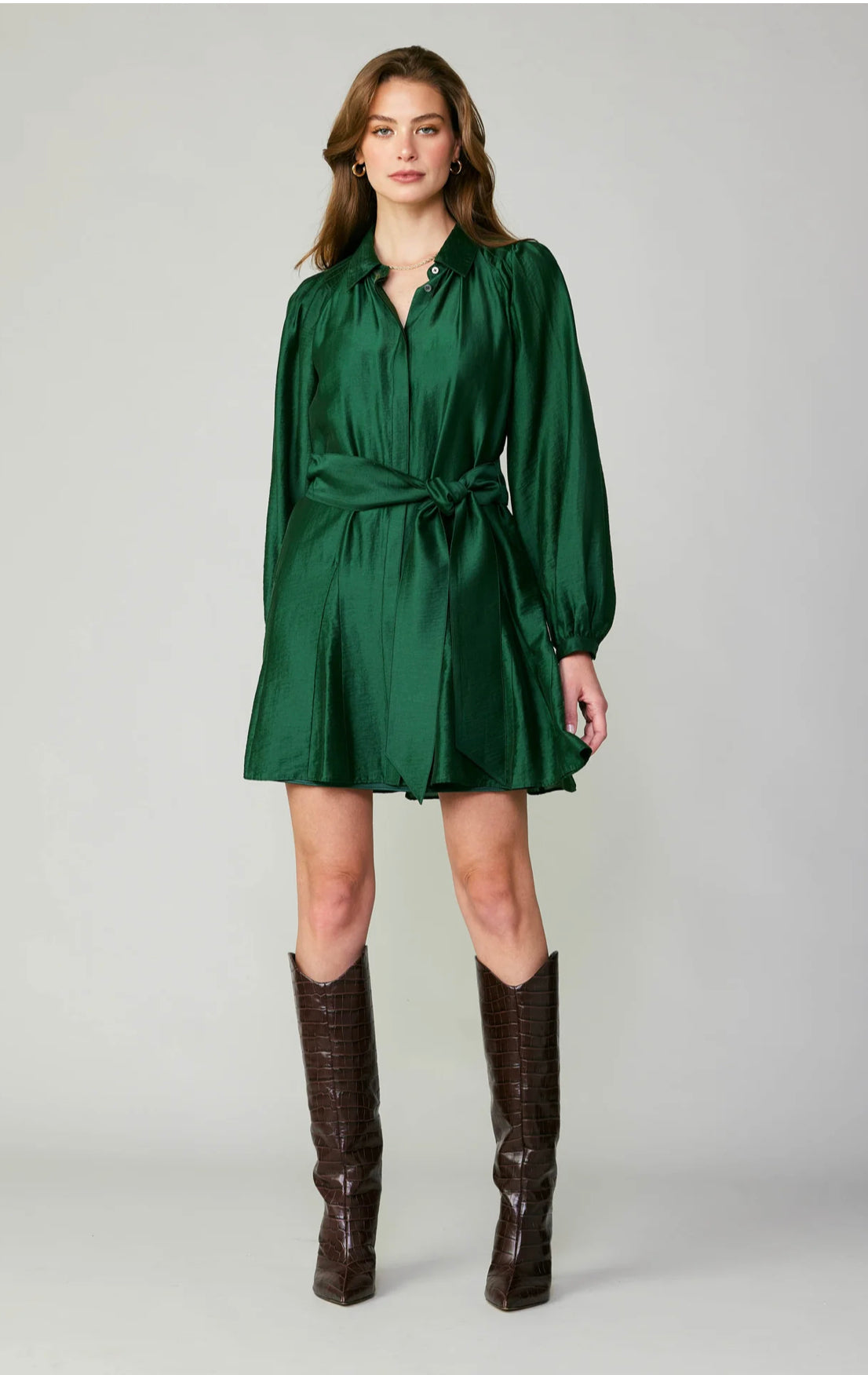 Lustrous Belted Mini Dress