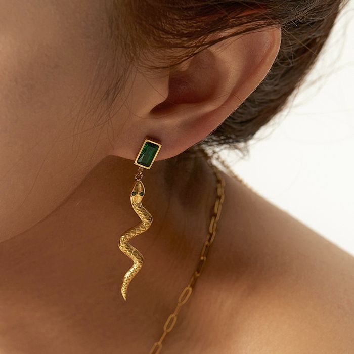 18K gold-plated Stainless-steel Snake Earrings