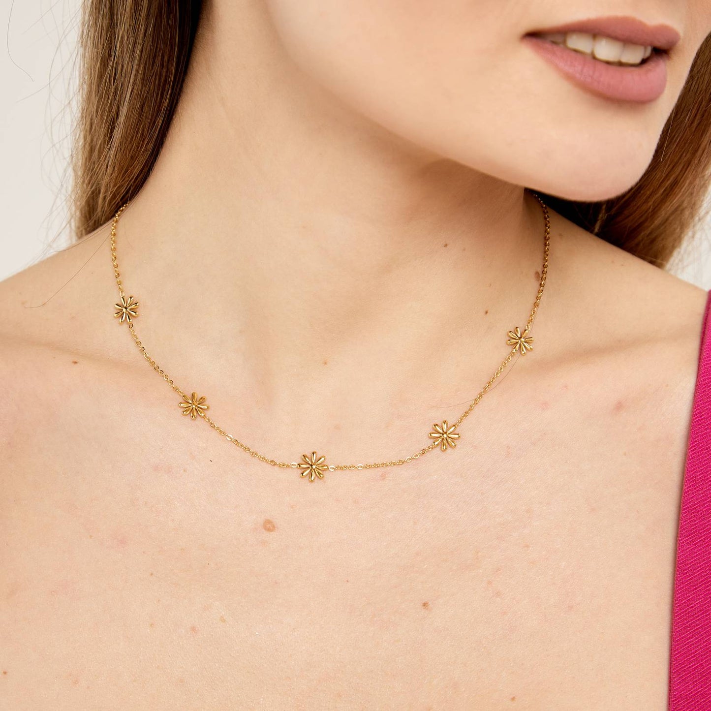 18K gold-plated Stainless-steel Flowers necklace