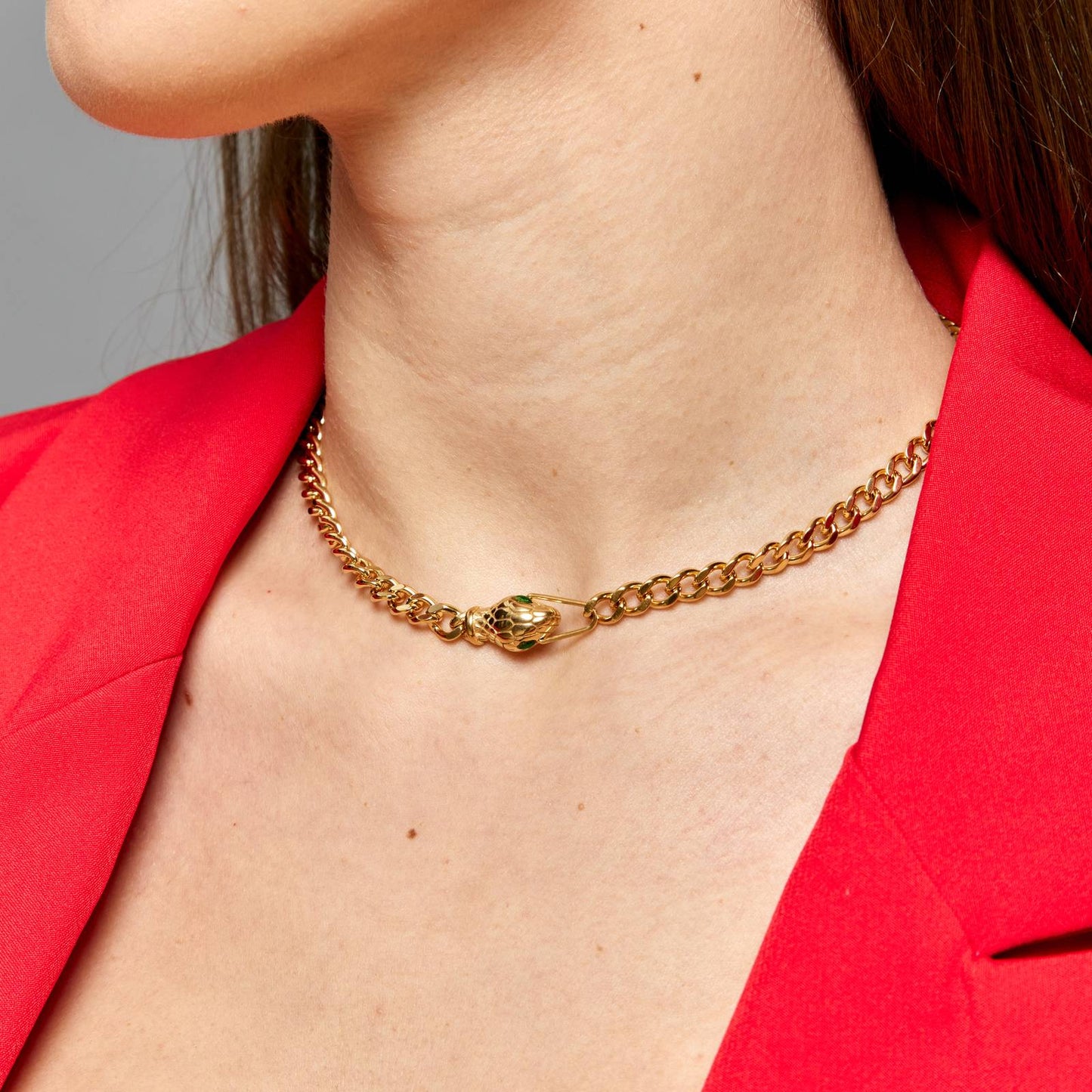18K gold-plated Stainless-steel Snake Short necklace