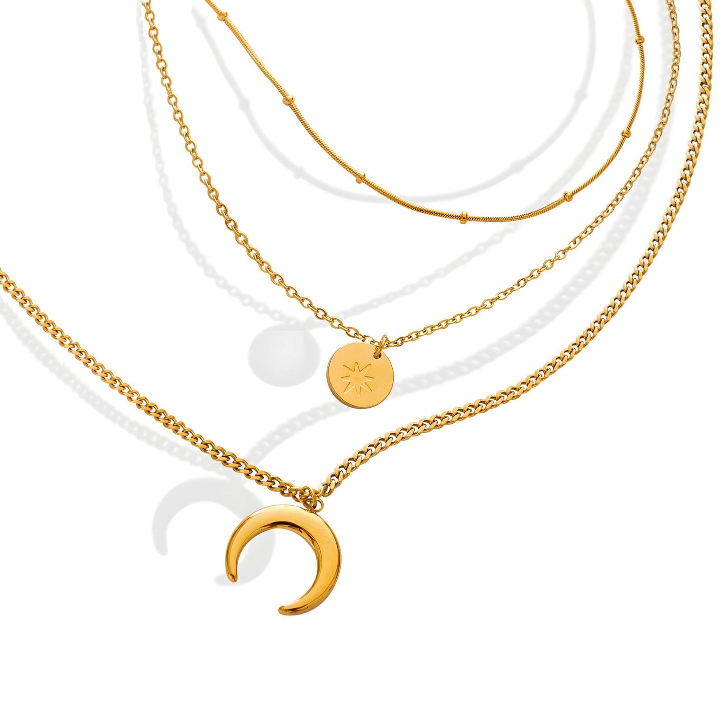 18K gold plated Stainless steel "Star and Moon" necklace