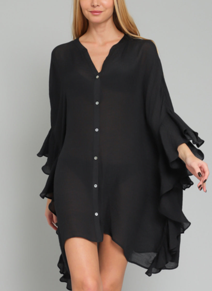 Black Mini Cover-Up Dress Reverse Concept Black Mini Cover-Up Dress Reverse Concept