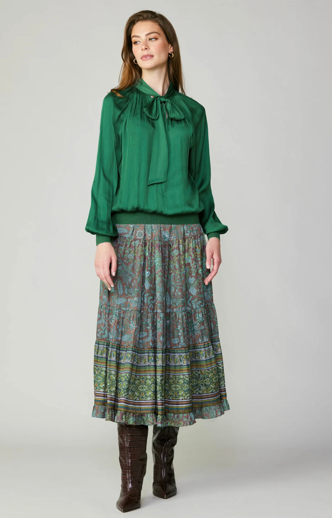 Front Ribbon Tie Blouse