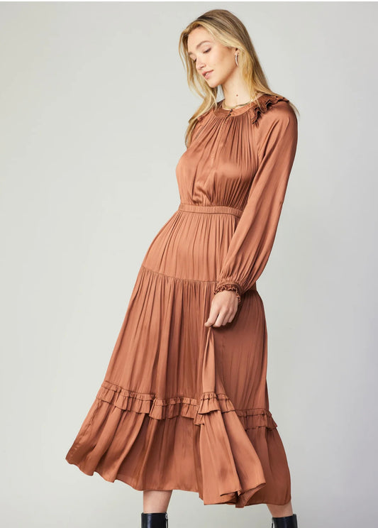 Autum Clay Neck Tiered Long Dress