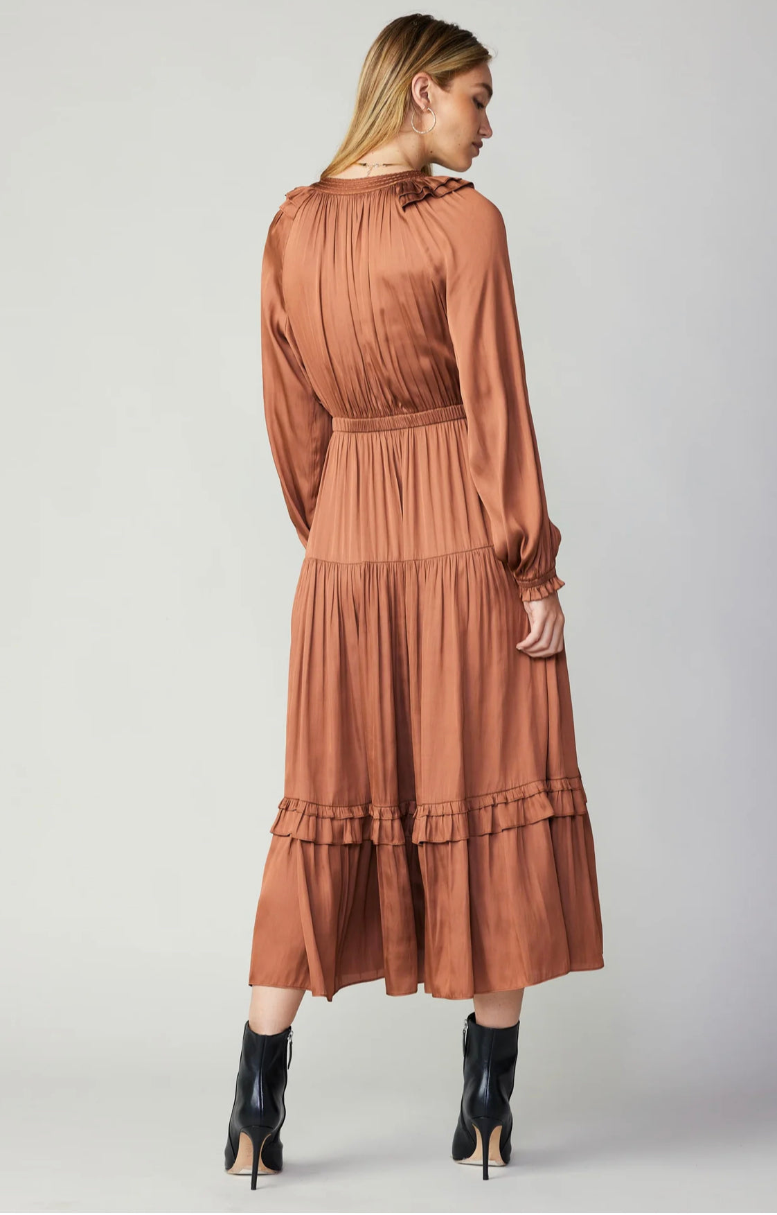 Autum Clay Neck Tiered Long Dress