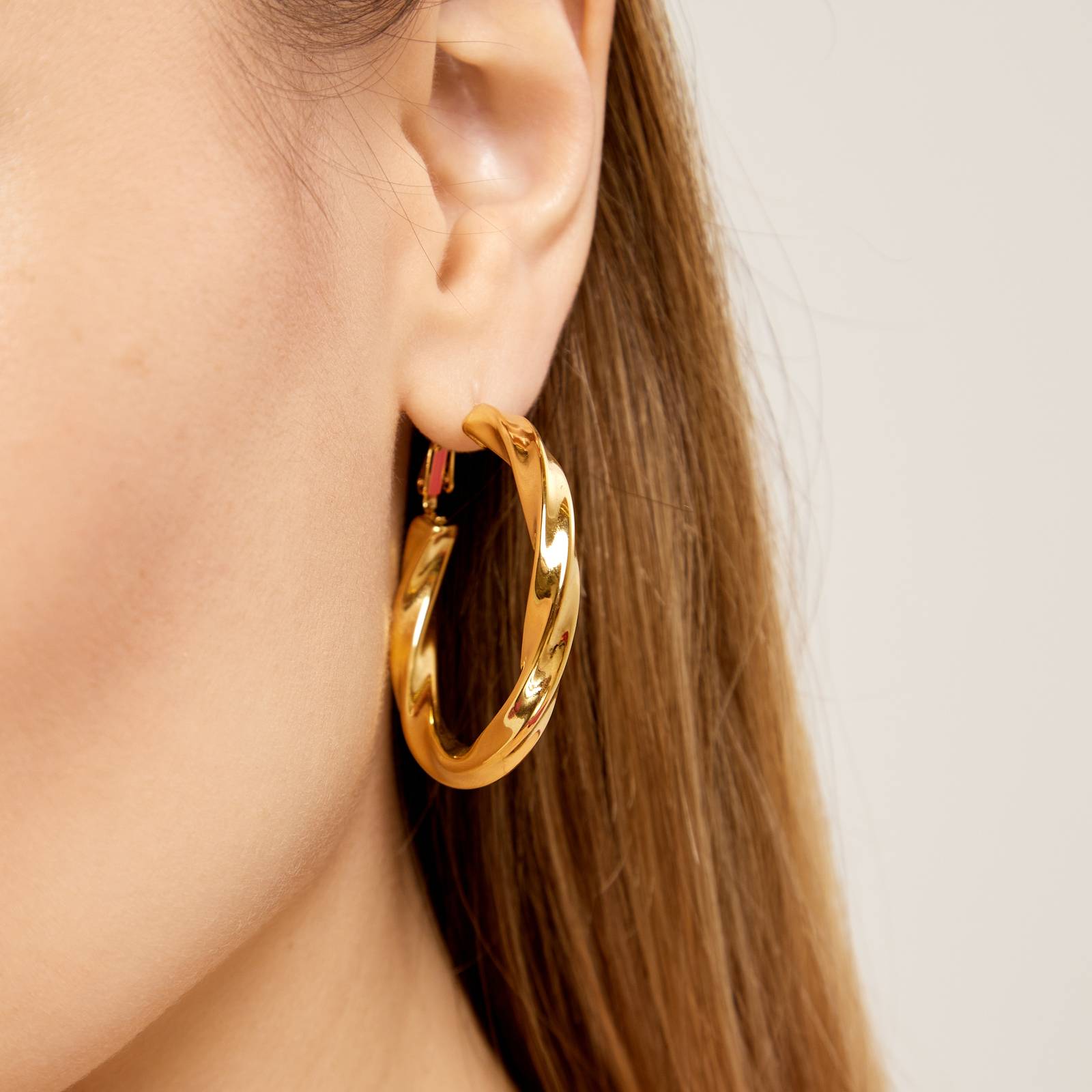 thumbnail image 2 of Gold 18k Open Hoop • Earrings Hypoallergenic Titanium • Fill 18k Gold Plated Simple • Dainty Minimalist - UK 2 of 10