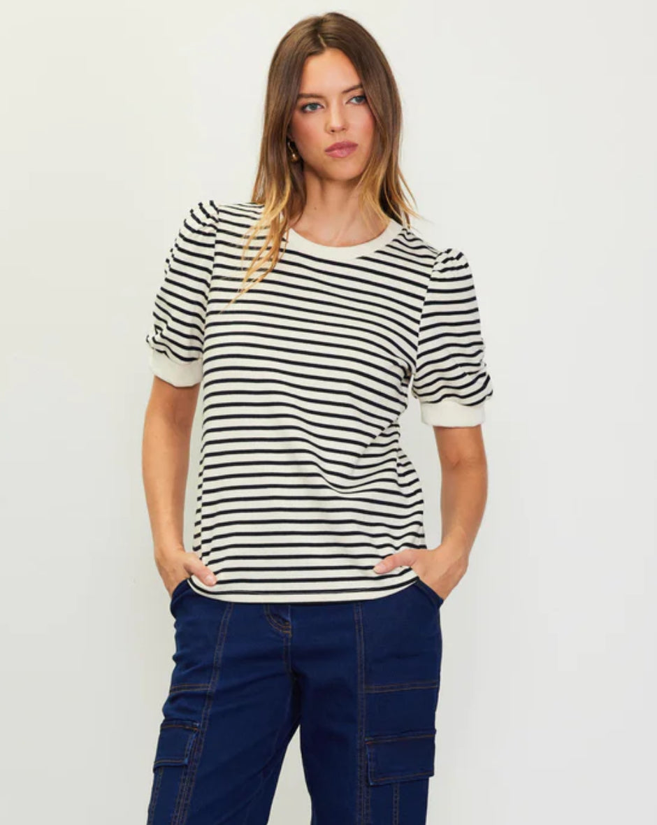 Short Sleeves Knit Striped Top