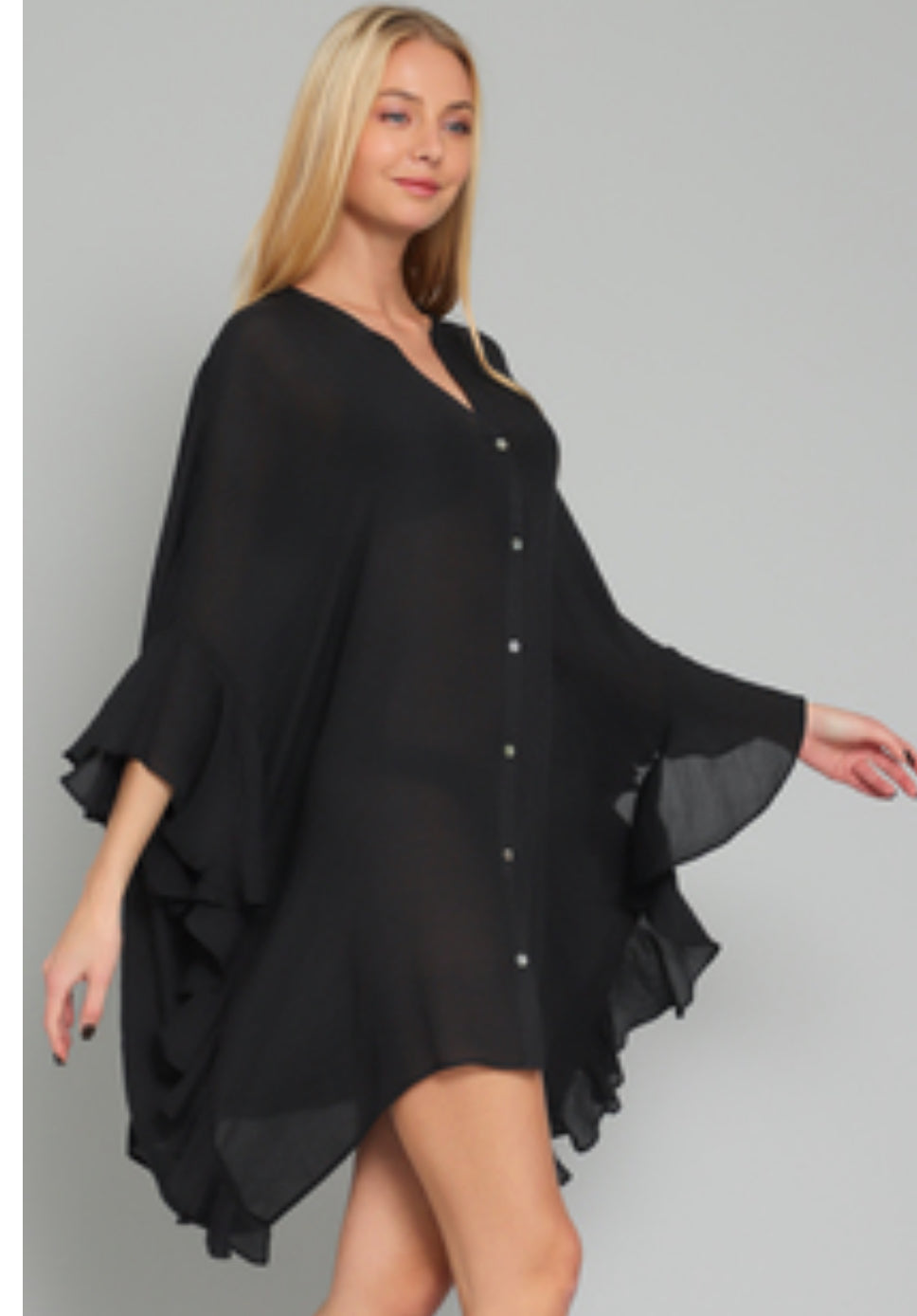 Black Mini Cover-Up Dress Reverse Concept Black Mini Cover-Up Dress Reverse Concept